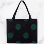 Polka Dots - Deep Green on Black Mini Tote Bag