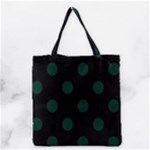 Polka Dots - Deep Green on Black Grocery Tote Bag