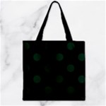 Polka Dots - Deep Green on Black Zipper Grocery Tote Bag