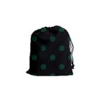 Polka Dots - Deep Green on Black Drawstring Pouch (S)