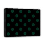 Polka Dots - Deep Green on Black Deluxe Canvas 16  x 12  (Stretched)