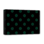 Polka Dots - Deep Green on Black Deluxe Canvas 18  x 12  (Stretched)