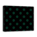 Polka Dots - Deep Green on Black Deluxe Canvas 20  x 16  (Stretched)