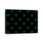 Polka Dots - Deep Green on Black Mini Canvas 7  x 5  (Stretched)