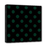 Polka Dots - Deep Green on Black Mini Canvas 8  x 8  (Stretched)