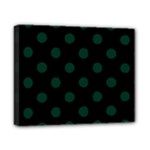 Polka Dots - Deep Green on Black Canvas 10  x 8  (Stretched)