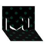 Polka Dots - Deep Green on Black I Love You 3D Greeting Card (7x5)