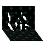 Polka Dots - Deep Green on Black LOVE 3D Greeting Card (7x5)