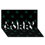 Polka Dots - Deep Green on Black SORRY 3D Greeting Card (8x4)