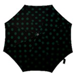 Polka Dots - Deep Green on Black Hook Handle Umbrella (Large)