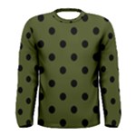 Polka Dots - Black on Army Green Men s Long Sleeve T-shirt