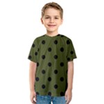 Polka Dots - Black on Army Green Kid s Sport Mesh Tee