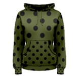 Polka Dots - Black on Army Green Women s Pullover Hoodie