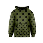 Polka Dots - Black on Army Green Kid s Pullover Hoodie