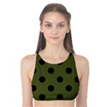 Polka Dots - Black on Army Green Tank Bikini Top