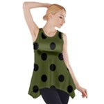 Polka Dots - Black on Army Green Side Drop Tank Tunic