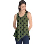 Polka Dots - Black on Army Green Sleeveless Tunic