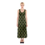 Polka Dots - Black on Army Green Full Print Maxi Dress