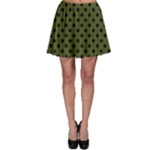 Polka Dots - Black on Army Green Skater Skirt