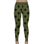 Polka Dots - Black on Army Green Yoga Leggings