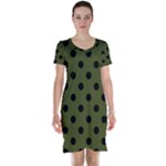 Polka Dots - Black on Army Green Short Sleeve Nightdress
