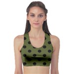 Polka Dots - Black on Army Green Women s Sports Bra