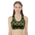 Polka Dots - Black on Army Green Women s Sports Bra with Border