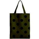 Polka Dots - Black on Army Green Zipper Classic Tote Bag