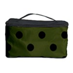 Polka Dots - Black on Army Green Cosmetic Storage Case