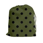 Polka Dots - Black on Army Green Drawstring Pouch (XXl)