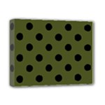 Polka Dots - Black on Army Green Deluxe Canvas 14  x 11  (Stretched)