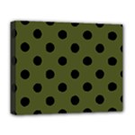 Polka Dots - Black on Army Green Deluxe Canvas 20  x 16  (Stretched)