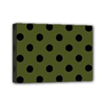 Polka Dots - Black on Army Green Mini Canvas 7  x 5  (Stretched)