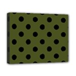 Polka Dots - Black on Army Green Canvas 10  x 8  (Stretched)