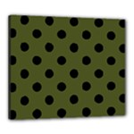 Polka Dots - Black on Army Green Canvas 24  x 20  (Stretched)