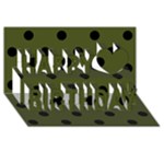 Polka Dots - Black on Army Green Happy Birthday 3D Greeting Card (8x4)