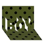 Polka Dots - Black on Army Green BOY 3D Greeting Card (7x5)