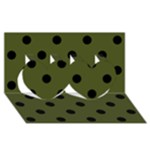 Polka Dots - Black on Army Green Twin Hearts 3D Greeting Card (8x4)