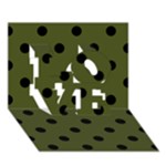 Polka Dots - Black on Army Green LOVE 3D Greeting Card (7x5)