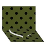 Polka Dots - Black on Army Green Heart Bottom 3D Greeting Card (7x5)
