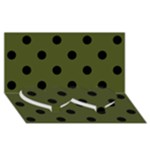 Polka Dots - Black on Army Green Twin Heart Bottom 3D Greeting Card (8x4)