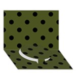 Polka Dots - Black on Army Green Circle Bottom 3D Greeting Card (7x5)