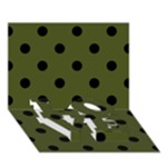 Polka Dots - Black on Army Green LOVE Bottom 3D Greeting Card (7x5)