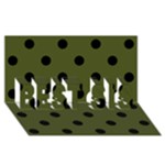 Polka Dots - Black on Army Green BEST SIS 3D Greeting Card (8x4)