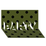 Polka Dots - Black on Army Green PARTY 3D Greeting Card (8x4)