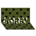 Polka Dots - Black on Army Green SORRY 3D Greeting Card (8x4)