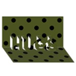 Polka Dots - Black on Army Green HUGS 3D Greeting Card (8x4)
