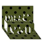 Polka Dots - Black on Army Green Miss You 3D Greeting Card (7x5)