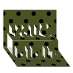 Polka Dots - Black on Army Green You Did It 3D Greeting Card (7x5)