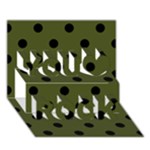 Polka Dots - Black on Army Green You Rock 3D Greeting Card (7x5)